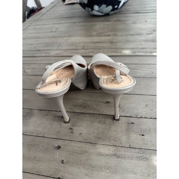 YSL Yves Saint Laurent Grey Leather Tribtoo Tribute Platform Slingback Pumps 6.5 - Picture 7 of 12